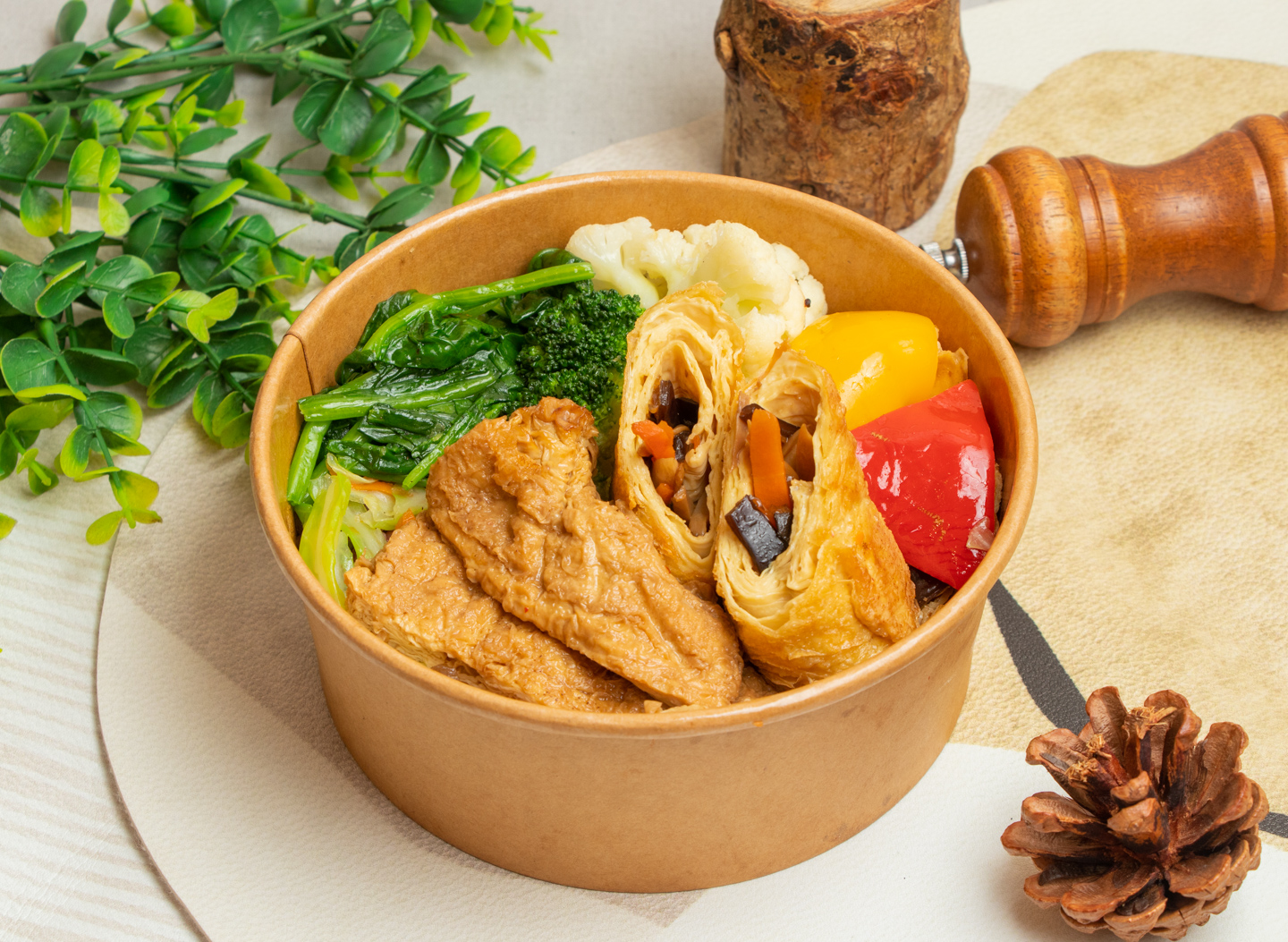 豆皮雙拼便當(全素)